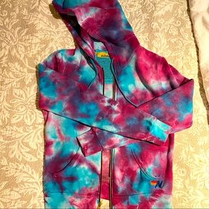Aviator Nation - Turquoise Tie Dye Zip Hoodie